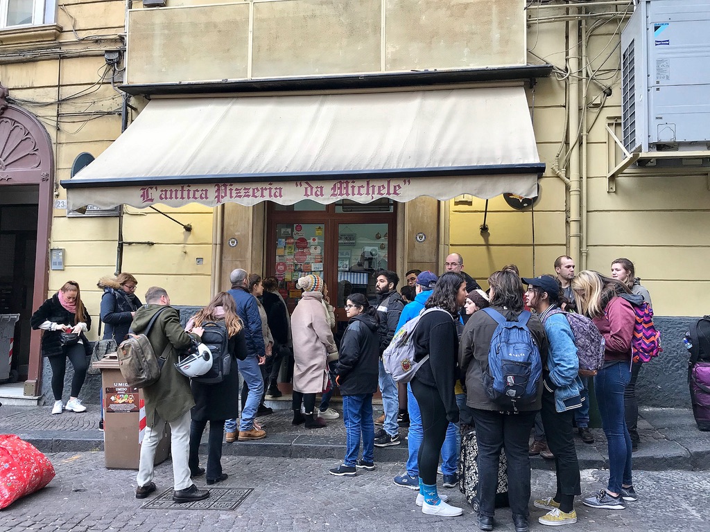 Eating Margherita Pizza in Naples